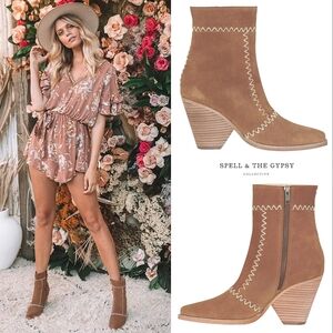 SPELL & THE GYPSY COLLECTIVE Zephyr Patchwork Bohemian Suede Boots UT+ORIG BOX